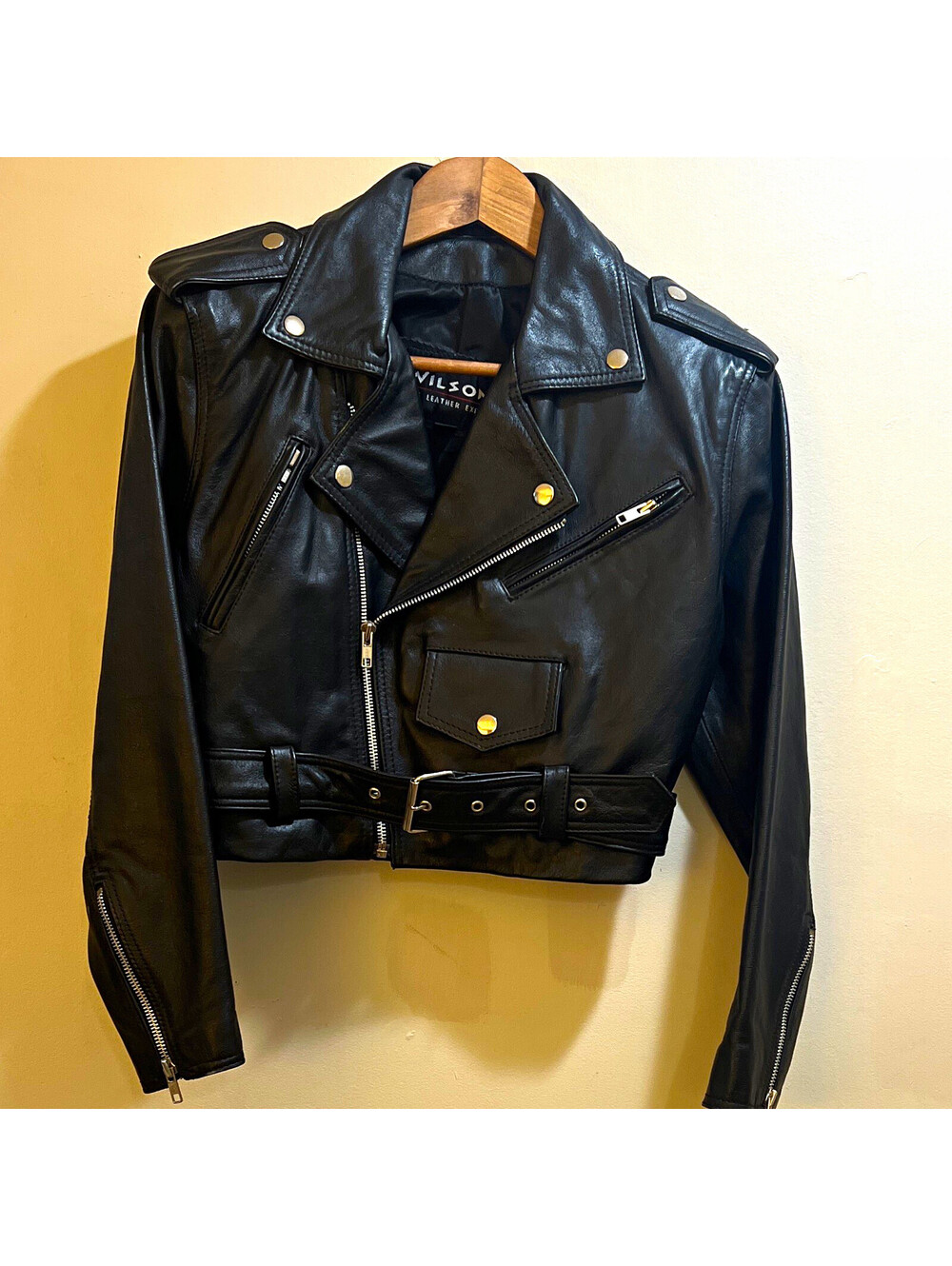 VNT 90’s Women’s Black Leather Biker Jacket Lined XS